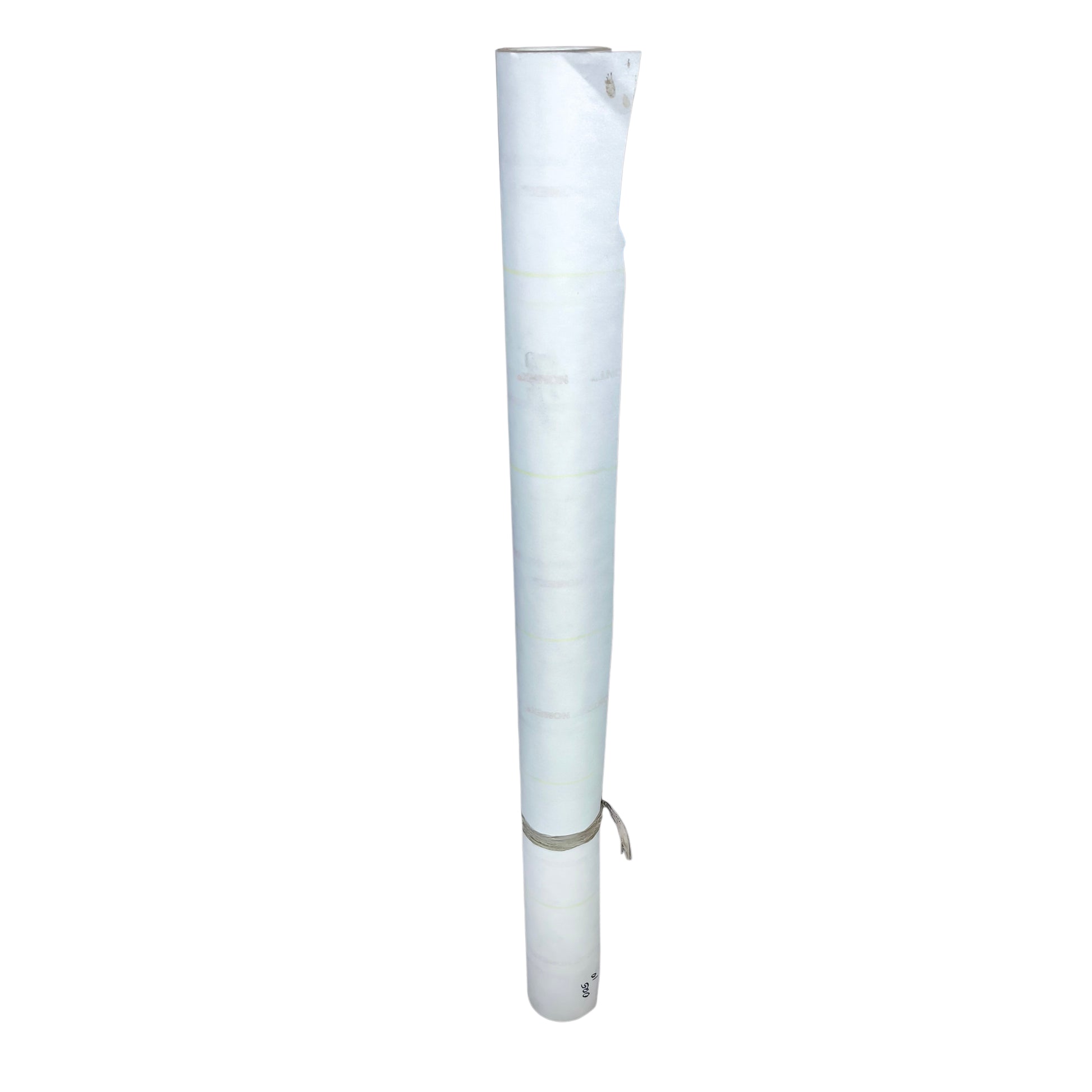 White cylindrical object with a strap on a white background