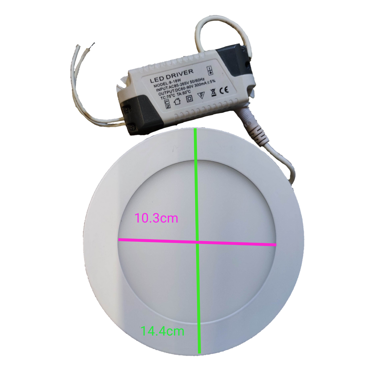 OES 9W LED downlight slim daylight 6500K 220V with a 10.3cm diameter and 14.4cm width