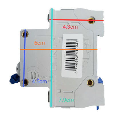 ZwitseRise 16A DC Miniature Circuit Breaker with dimensions 6cm x 4.5cm x 7.9cm for electrical safety