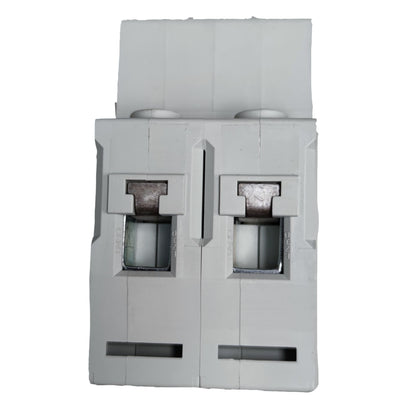 Gray electrical breaker on a white background
