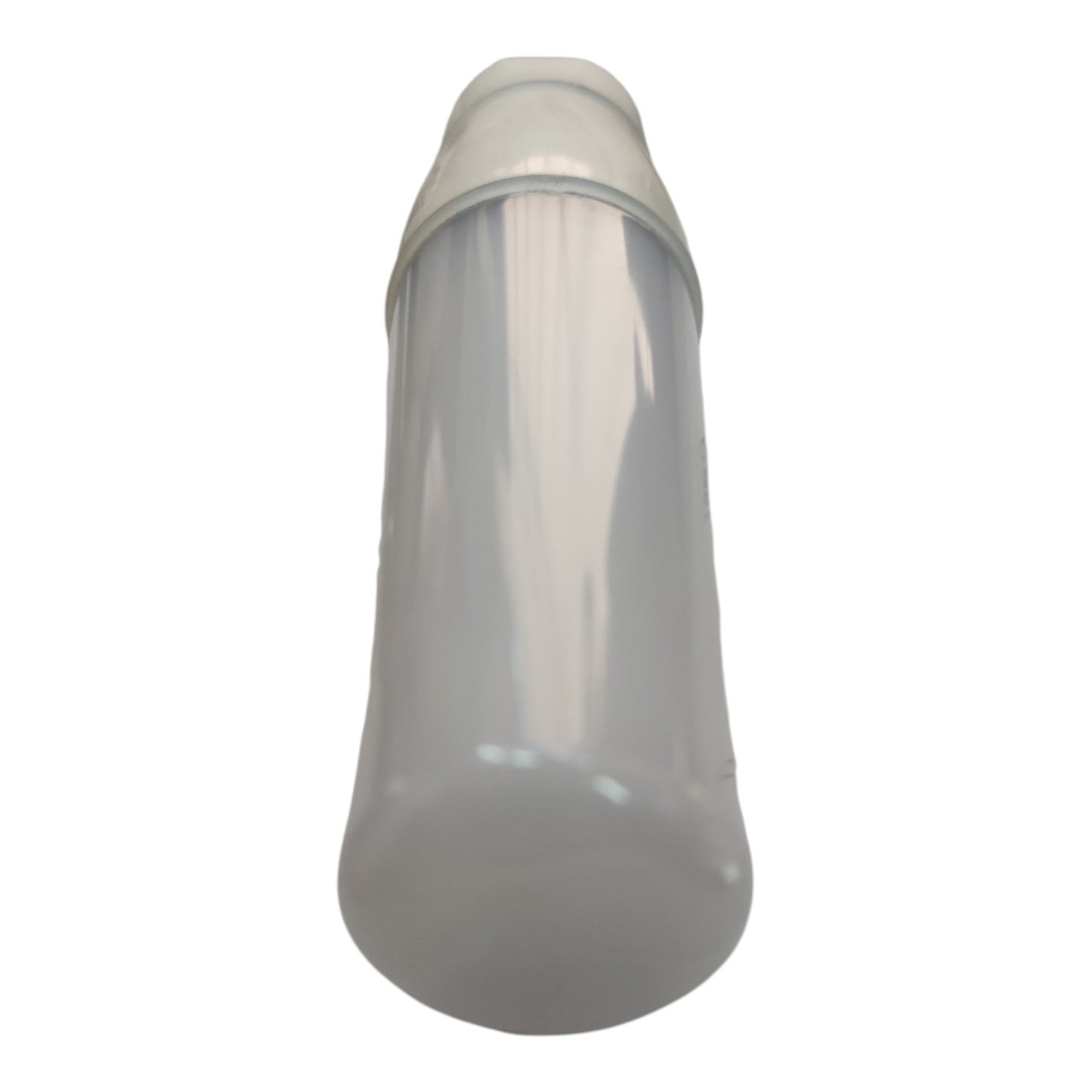 A translucent white plastic light fixture or lamp shade with a ribbed top section and a smooth rounded bottom, shown against a plain white background.