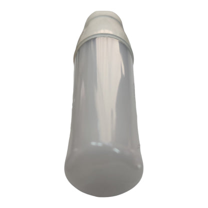 A translucent white plastic light fixture or lamp shade with a ribbed top section and a smooth rounded bottom, shown against a plain white background.