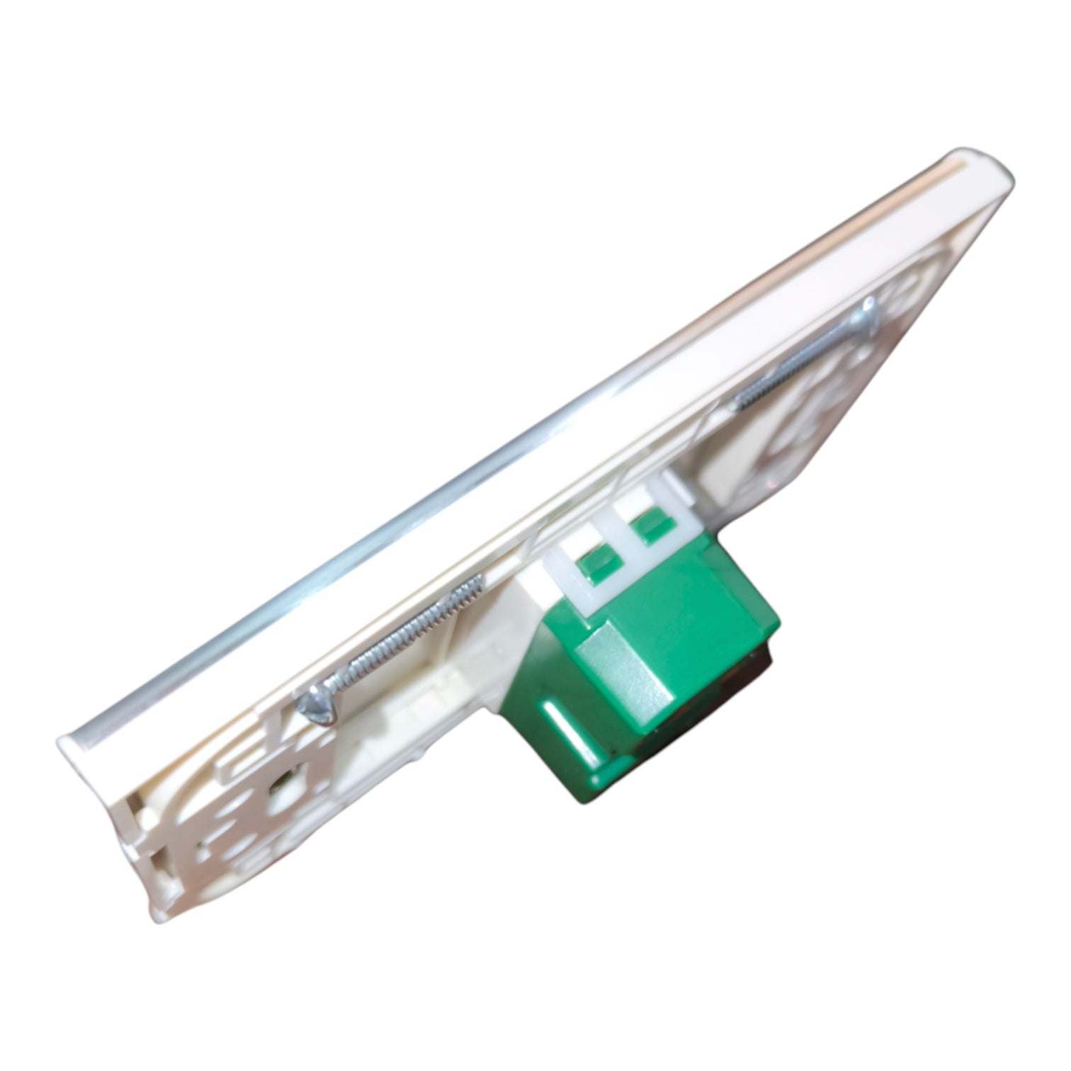 A replacement light bar or trim light component with a clear plastic housing, silver metal internal structure, and a green connector base, shown on a plain white background.