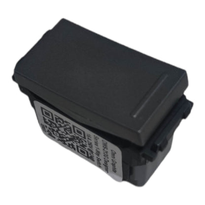 A black plastic replacement ink cartridge with a white label featuring a QR code and text, shown on a plain white background.