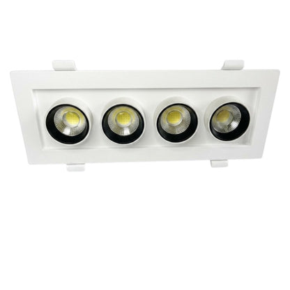 Five-light vanity light fixture with clear glass shades on a white background