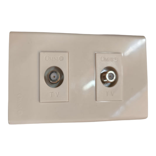 Omni 2 Gang Cable TV Outlet with Plate WWP-112+(WWV-301x2)