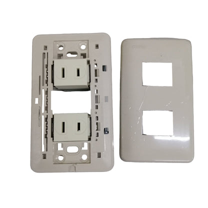 Omni 2 Gang Regular Outlet 16A 250V with Plate Cover WEP-101+WER-200x2