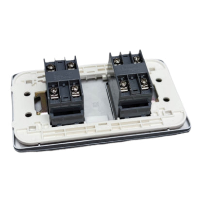 A dual-channel electronic module or terminal block assembly with two black terminal blocks mounted on a white plastic base plate, shown on a plain white background.