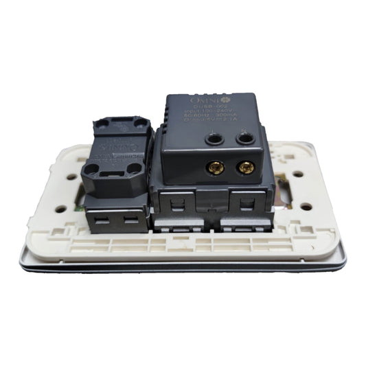 A replacement electrical component featuring two black plastic modules mounted on a cream-colored plastic base plate, photographed against a solid white background.