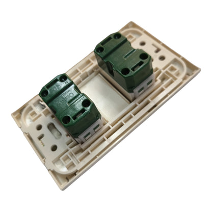A replacement double-gang light switch module featuring a beige plastic backplate and two green terminal blocks, shown on a plain white background.