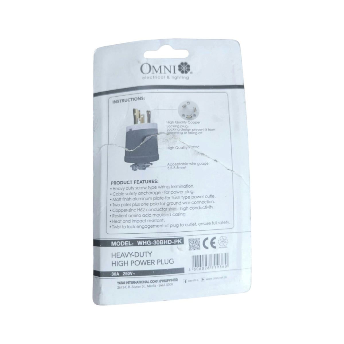 Omni 30A Heavy Duty Twist Lock Plug 2P+E WHG-30BHD