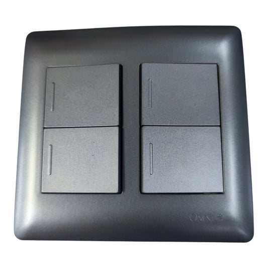 Omni 4 Gang 1 Way Switch 16A 250V Designer Series Graphite DWP-116+DWS-313X4(DG)+WUB-002
