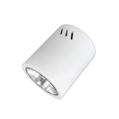 A white cylindrical LED light fixture with a silver reflective interior and three small ventilation slots on top, shown on a plain white background.
