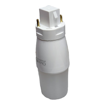 A white GU10 LED light bulb socket adapter with a white plastic body, a white top connector block, and two gold metal pins, shown on a plain white background.