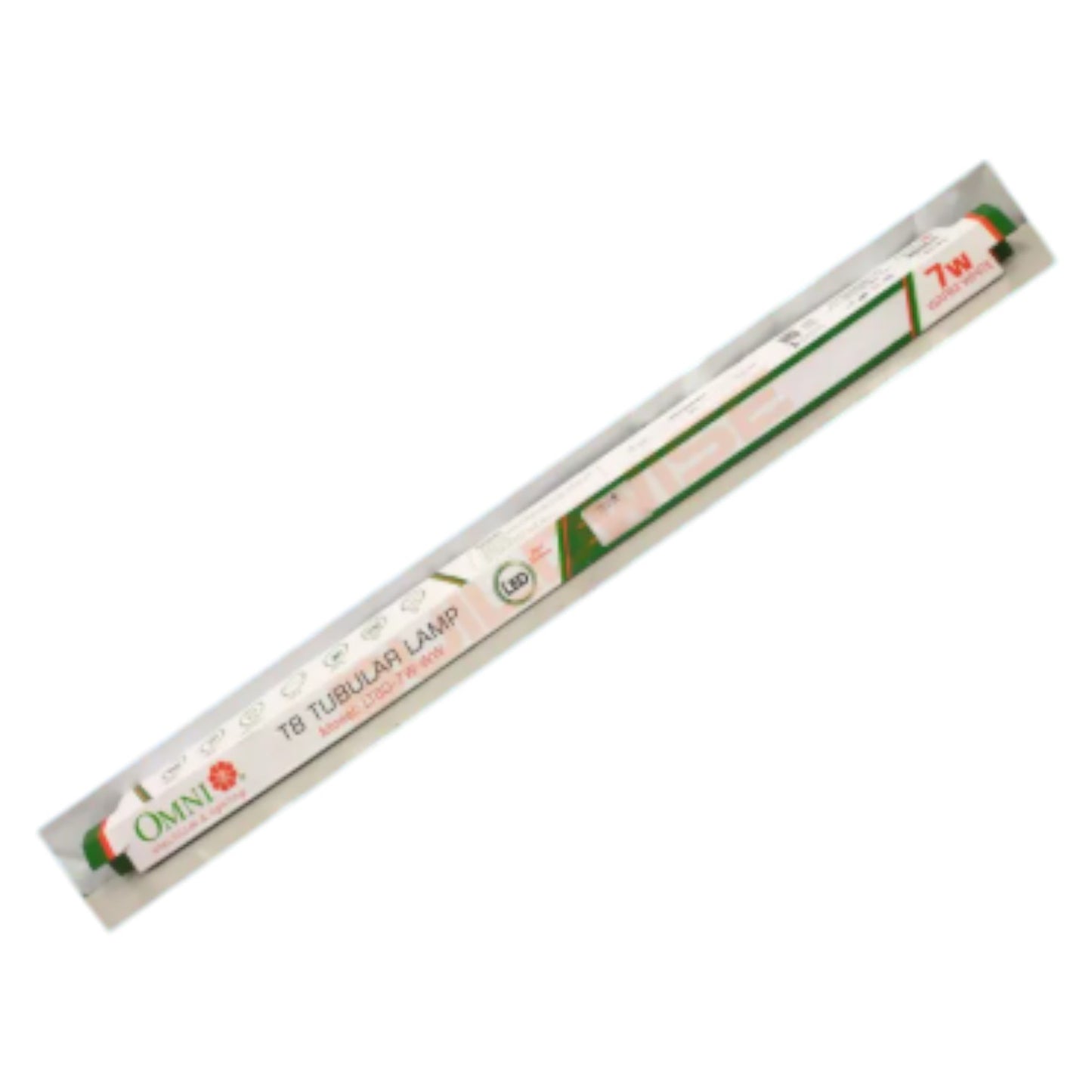 Omni 7W T8 Glass LED Fluorescent Tube Single Ended 220V AC Available in Warm White 2700K or Daylight 6500K LT8G-7W