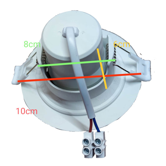 White electrical component with labeled dimensions on a white background