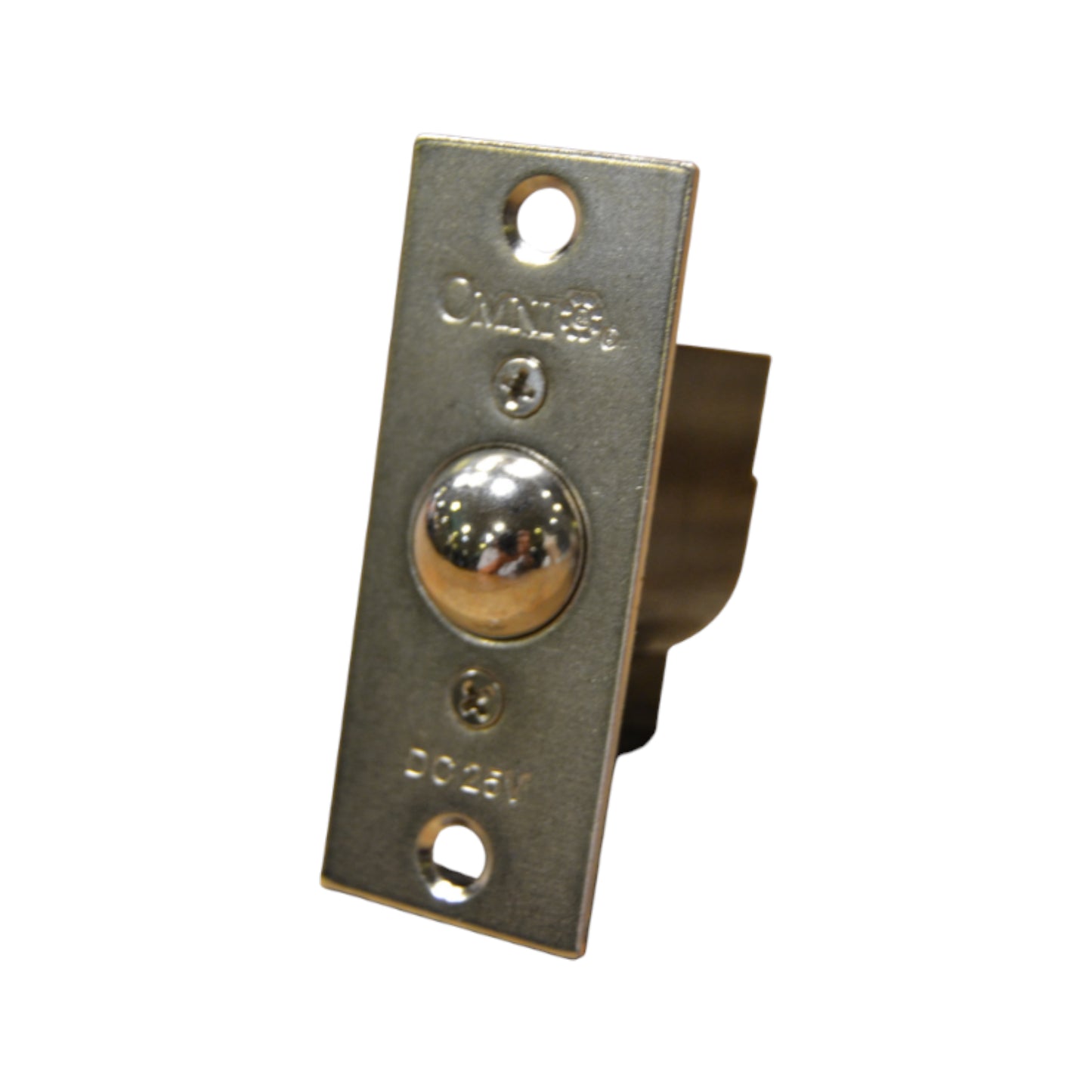 Metal door lock mechanism on a white background