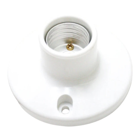 White ceramic lamp holder on a white background