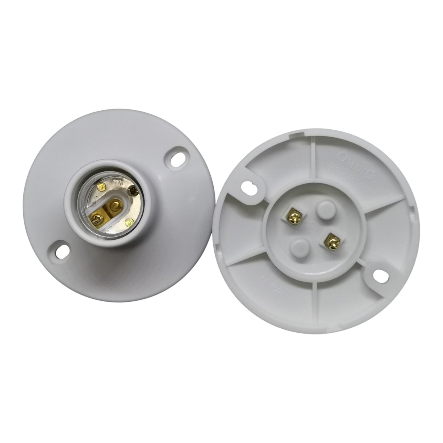 Two gray light socket covers on a white background