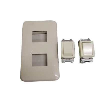 Omni Classis Series 2 Gang 3 Way Switch 16A 250V with Plate Cover WEP-101+(WES-223x2) III