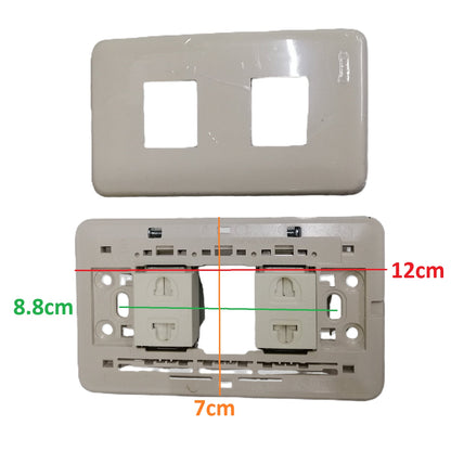 Omni Classis Series 2 Gang Universal Outlet with Shutter 16A 250V with Plate Cover WEP-102+(WEU-202x2)