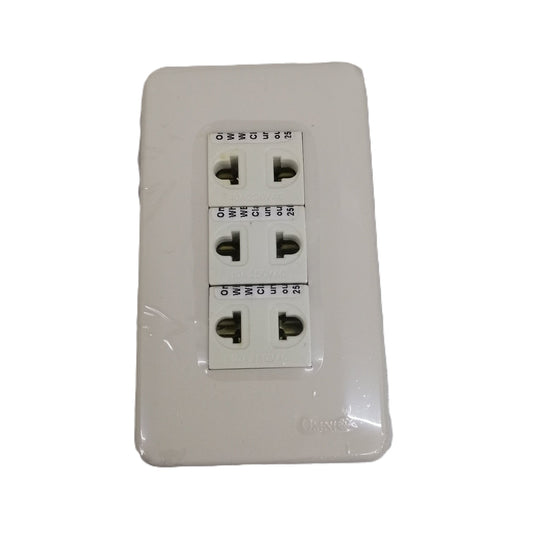 Omni Classis Series 3 Gang Universal Outlet 16A 250V with Plate Cover WEP-103+(WEU-200x3)