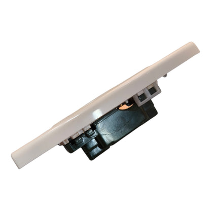A white plastic electrical switch or socket component with a black internal mechanism, shown on a plain white background.