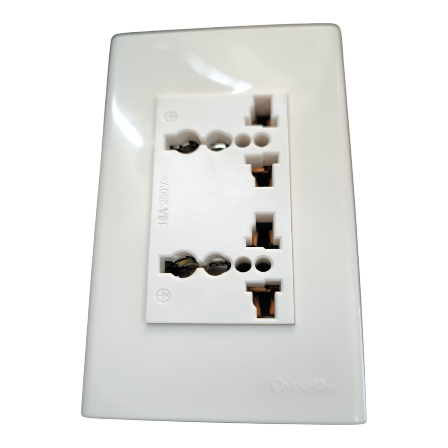 A white double outlet electrical socket faceplate with two standard US outlets, shown on a clean white background. The brand name 'ONN' is subtly embossed at the bottom right.