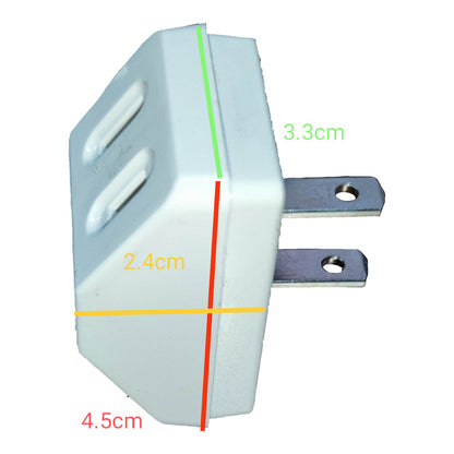 A white wall plug adapter with dimension markings showing measurements of 4.5cm, 3.