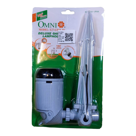 Omni Outdoor Weatherproof Garden Lamp Holder Deluxe Single E27 4A 250V E27-GWH-PK Electx Electrical Supply