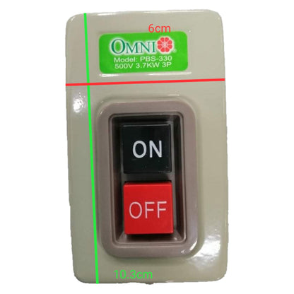 Switch panel with 'ON' and 'OFF' buttons and Omni brand label on a white background
