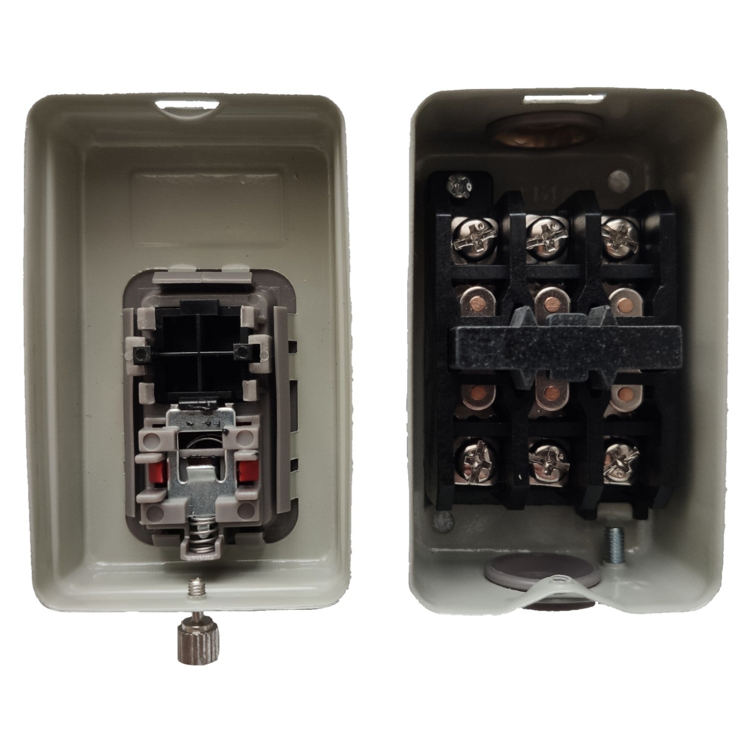 Electrical junction box with connectors on a white background