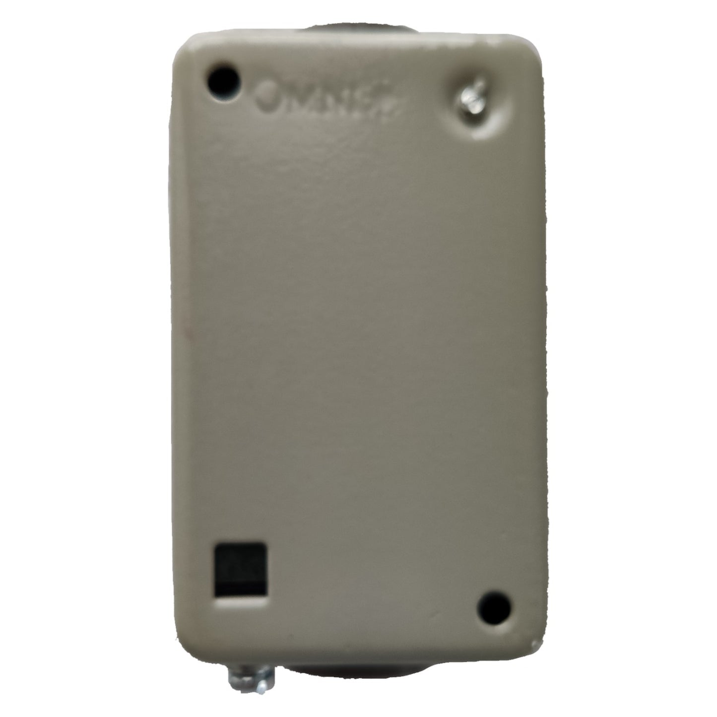 Beige electronic device with a brand logo on a white background
