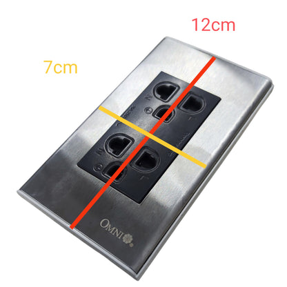 Omni Universal Duplex Outlet 220v with Omni Stainless Steel Plate WWP-113S/WEG15829H-5