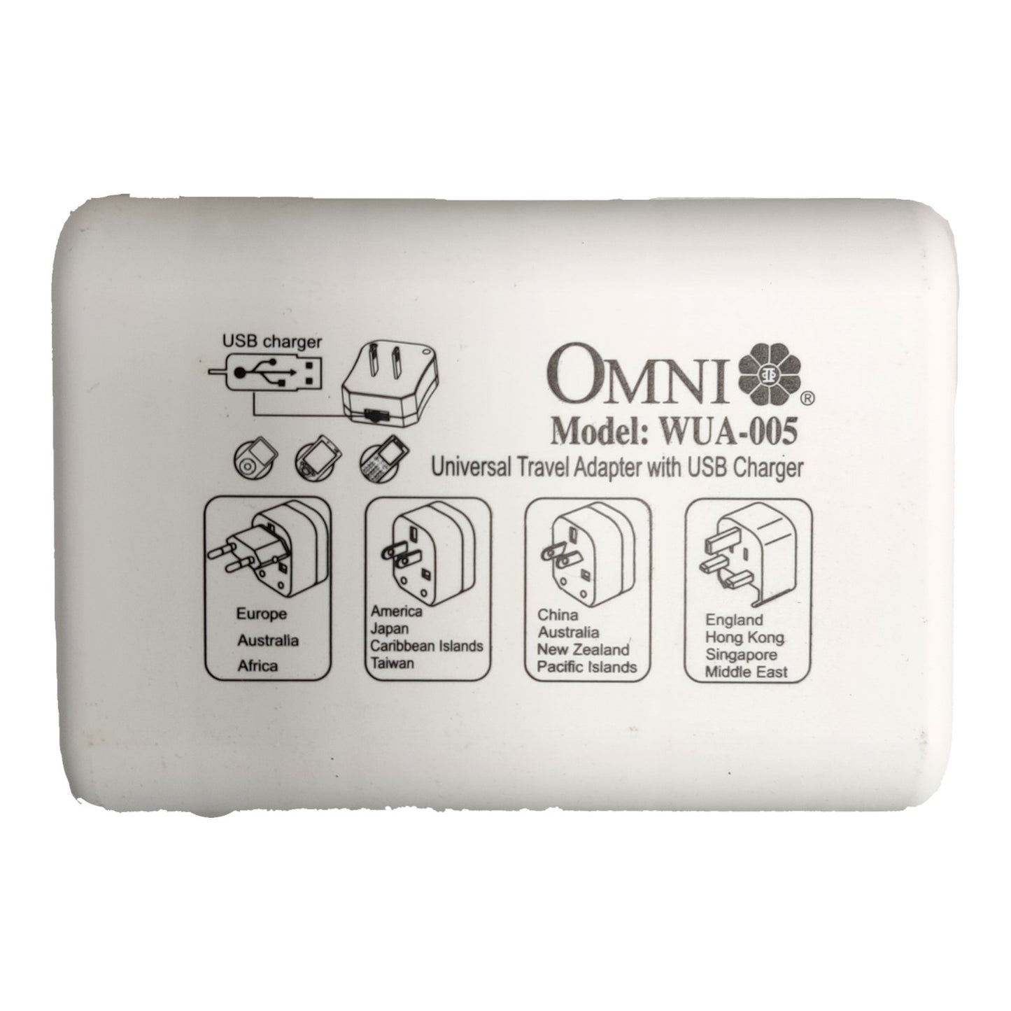 Omni Universal Travel Adapter with USB Charger WUA-005-PK 4 Electx Electrical Supply