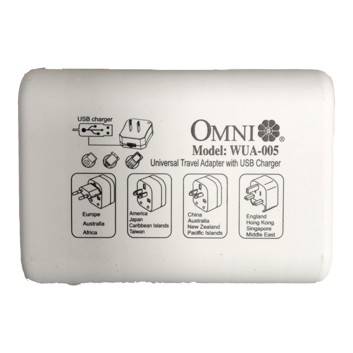 Omni Universal Travel Adapter with USB Charger WUA-005-PK 4 Electx Electrical Supply