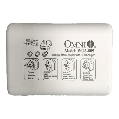 Omni Universal Travel Adapter with USB Charger WUA-005-PK 4 Electx Electrical Supply