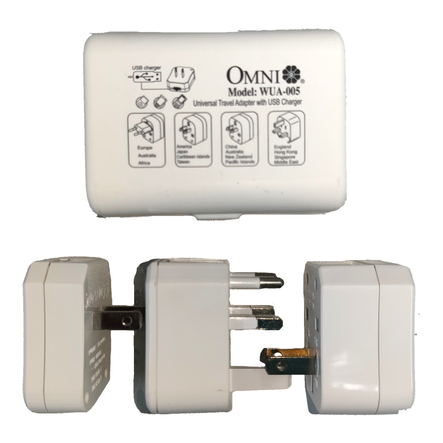 Omni Universal Travel Adapter with USB Charger WUA-005-PK 4 Electx Electrical Supply
