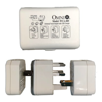 Omni Universal Travel Adapter with USB Charger WUA-005-PK 4 Electx Electrical Supply