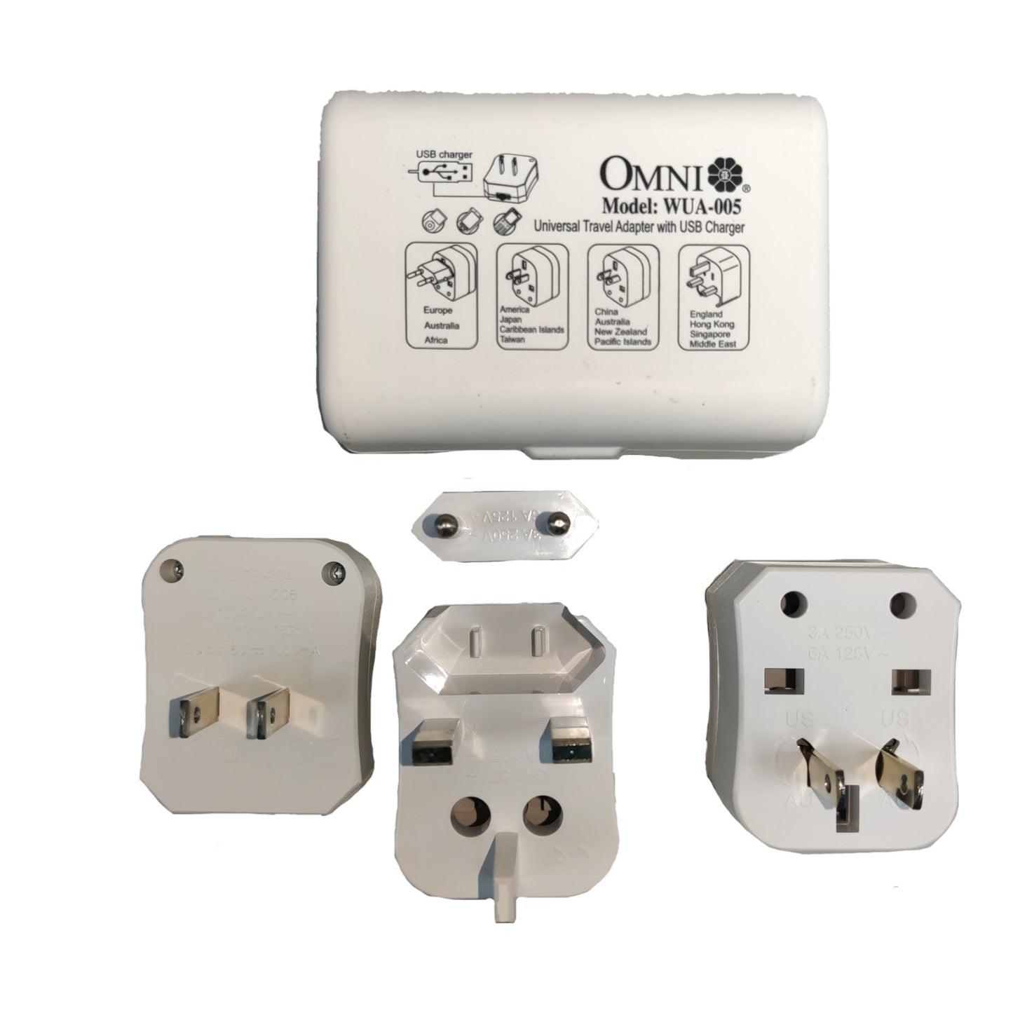 Omni Universal Travel Adapter with USB Charger WUA-005-PK 4 Electx Electrical Supply