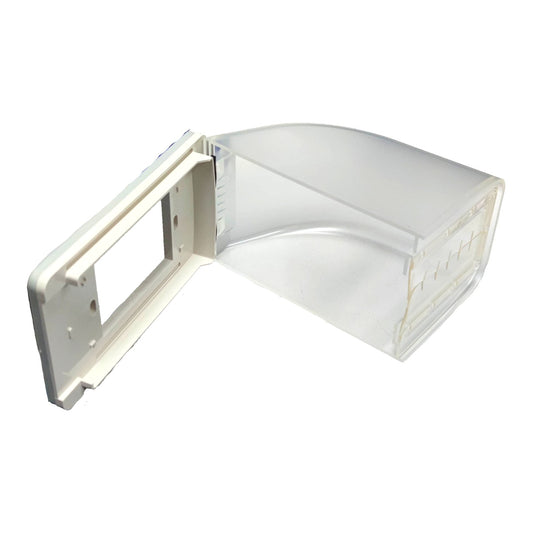 A clear plastic protective cover with a white mounting frame, shown on a solid white background.