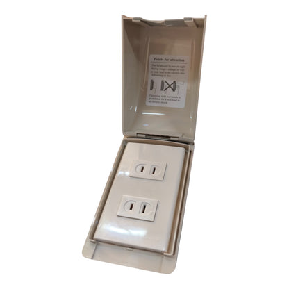 Omni Weatherproof 2 Gang Flat Pin Outlet 15A 250V WPP-601+WWP-112+(WWR-200x2)