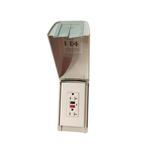 Omni Weatherproof 2 Gang Outlet GFCI with protective cover for outdoor electrical safety