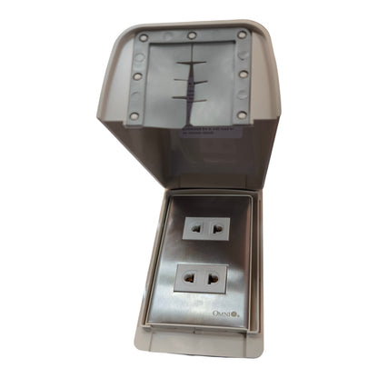 Omni Weatherproof 2 Gang Universal Outlet 15A 220V with Stainless Plate Cover WPP-601+WWP-112S+(WWU-200x2)