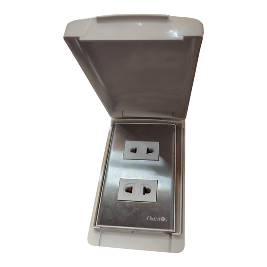 Omni Weatherproof 2 Gang Universal Outlet 15A 250V WPP-602+WWP-112S+(WWU-200x2)