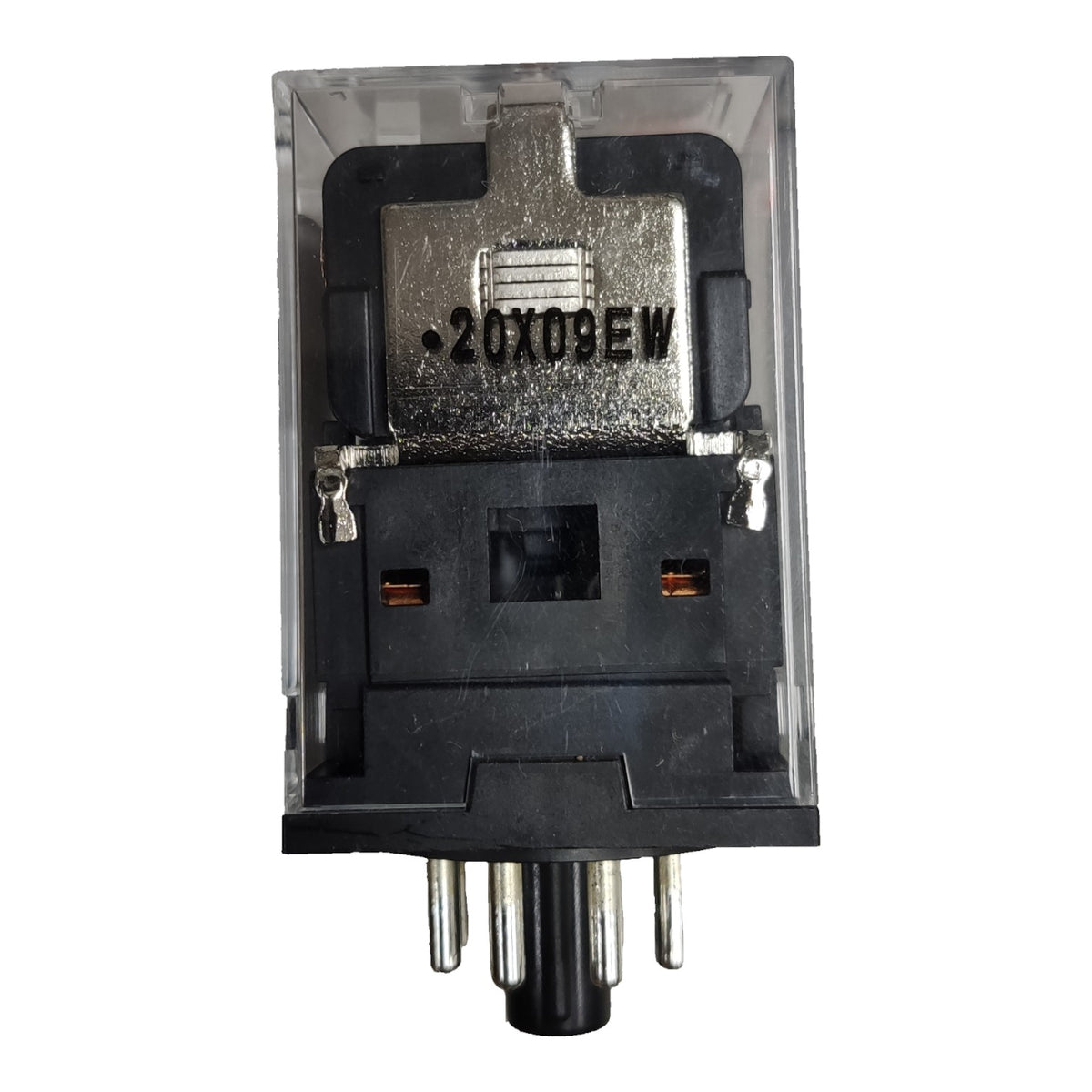 A black and silver RJ45 Ethernet connector with a clear protective cover, featuring the printed text '20X09EW' on the metal connector face.