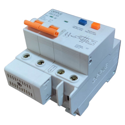 Electrical circuit breaker with connectors on a white background