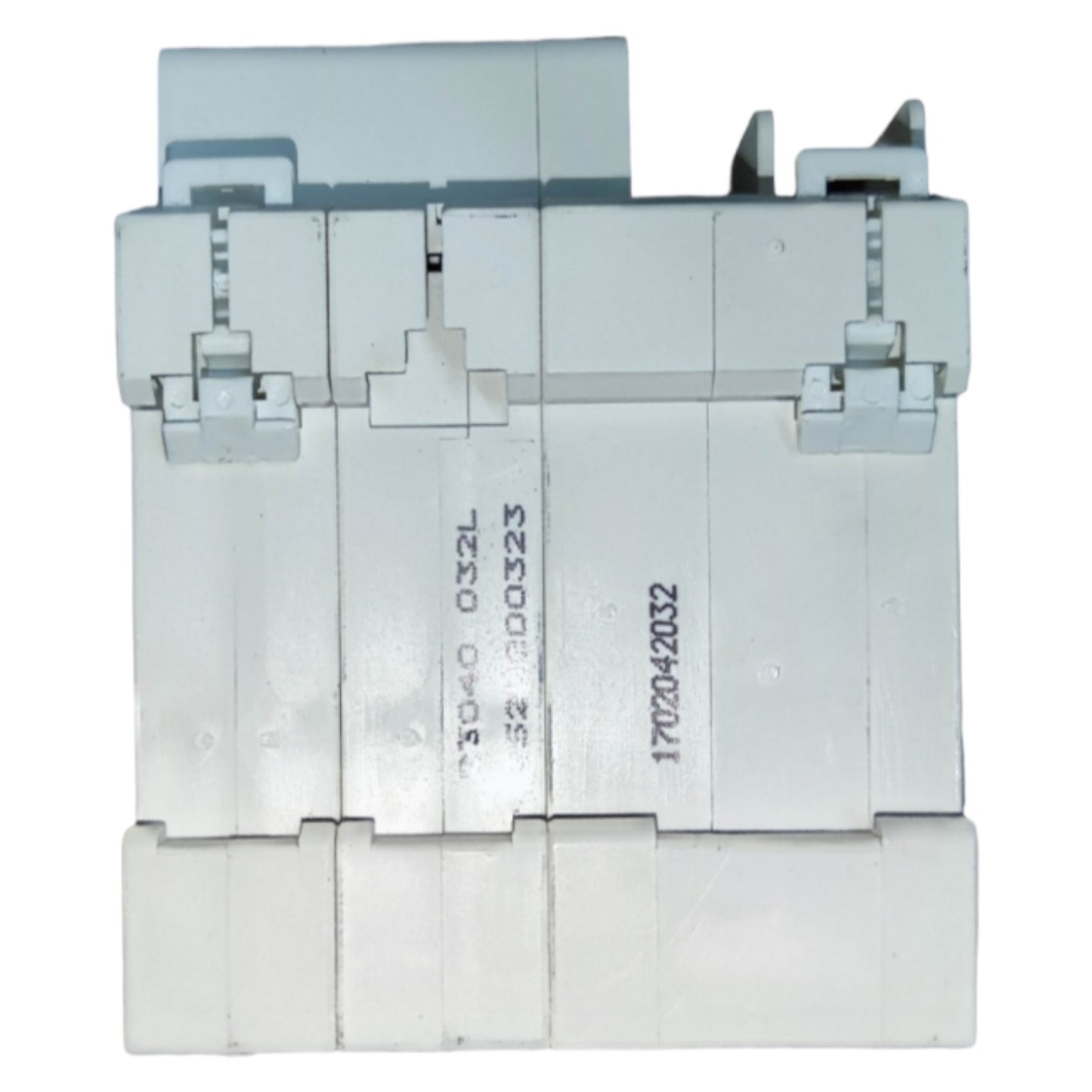 Metallic component with text on a white background