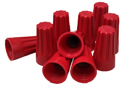 Red Wire Nut Electrical Connector Caps with internal metal springs for secure wire connections