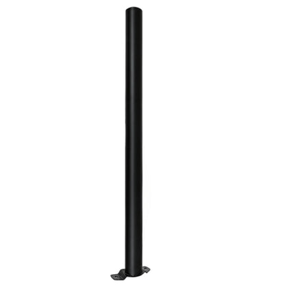 A single black metal pole with a flat mounting bracket at the bottom, shown vertically against a plain white background.